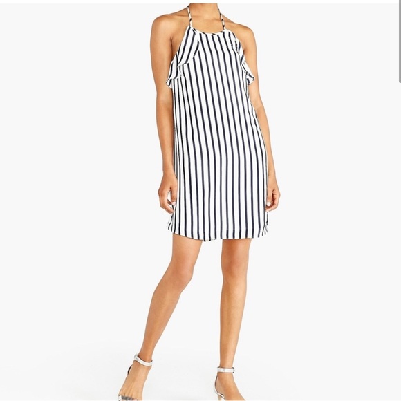J. Crew Factory Dresses & Skirts - J.Crew Factory Navy & White Striped Halter Ruffle Dress